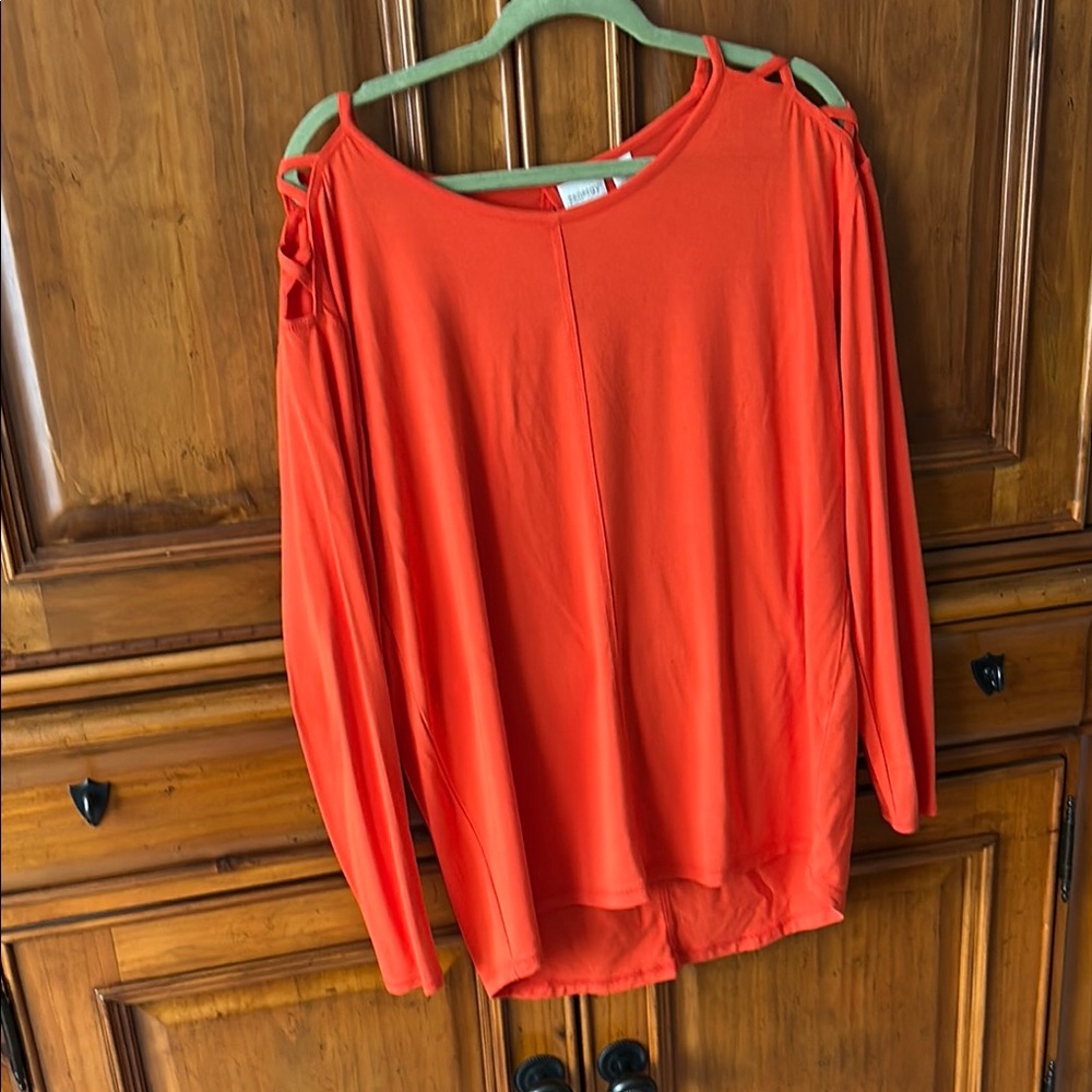 Chico's Orange Long Sleeve Cut Out Blouse